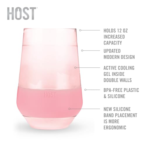 Image of HOST Freeze XL Cooling Cup in Double Walled Insulated Freezable Drink Chilling Tumbler with Freezing Gel, 12 Ounces - Set of 2, Pink