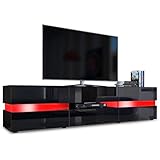 Nyana Mueble de TV Moderno Home | Diseño Elegante con iluminación LED | Amplio Almacenamiento con 2 Puertas y 1 cajón | Sistema Push-to-Open (Negro)