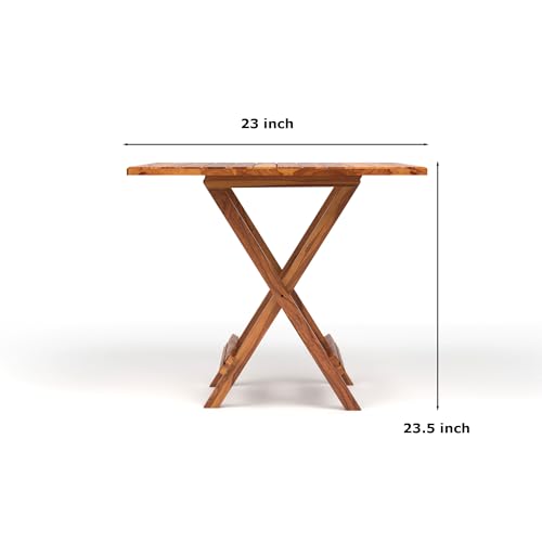 Image of Wooden Patio Seating Chair and Table Set for Outdoor Balcony Garden Furniture Coffee Table with 1 Tables and 1 Chair Set (Honey Finish)