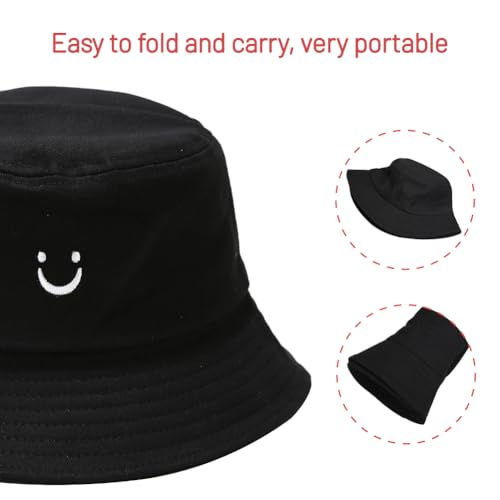 Image of Cotton Bucket Hat for Women Men Summer Travel Sun Beach Bucket Cap, Unisex Outdoor Fisherman Hat