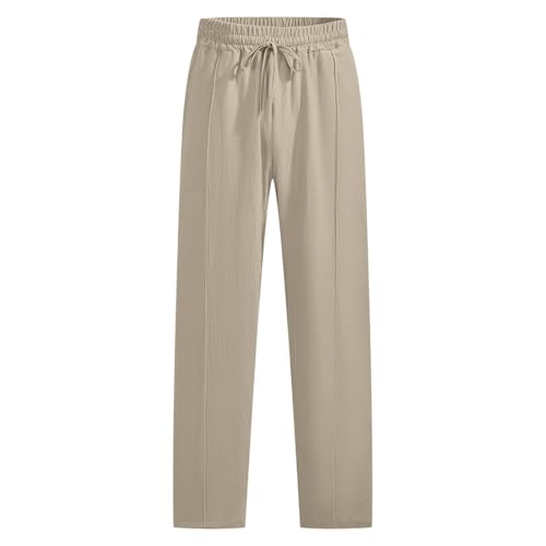 Men's Casual Linen Pants Lightweight Breathable Comfortable Relaxed Fit Solid Color Trousers for Outdoor Travel2