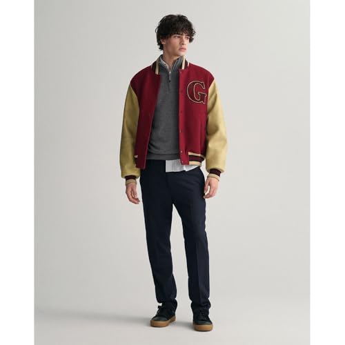 Gant Para Hombre. 87213 Jersey De AlgodóN Con Media Cremallera Casual Gris (3XL) - 5