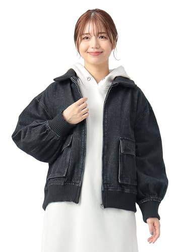 [ビームスハート] ブルゾン ダブル ポケット デニム ブルゾン レディース BLACK ONE SIZEのサムネイル
