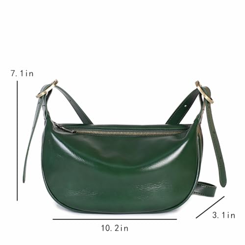 Shoulder Bags for Women Leather Cowhide Bag Commuter Crossbody Dumpling Bag Large Capacity (green)2