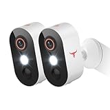 GlowPop 1080p Wireless Security Camera with AI Human Detection, Night Vision, 2-Way Talk, Cloud Storage, 2.4G WiFi, Battery Camera for Home Security (2 Pack)