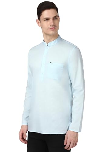 Image of Peter England Men Cotton Regular Fit Everyday Festive Solid Short Kurta