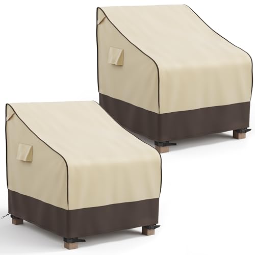 MR. COVER Patio Chair Covers Waterproof, Outdoor Furniture Covers for Rocking & Adirondack Chairs, Fits up to 32'W x 37'D x 36'H, Moisture-proof & UV-protection, Brown & Khaki, 2 Pack