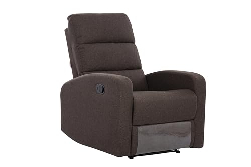 Image of Urban living - Monaco Single Seater Fabric Manual Recliner | 1 Seater Sofa | Single Sofa Recliner | 1 Seater Chair Sofa | 1 Year Warranty | Dark Brown