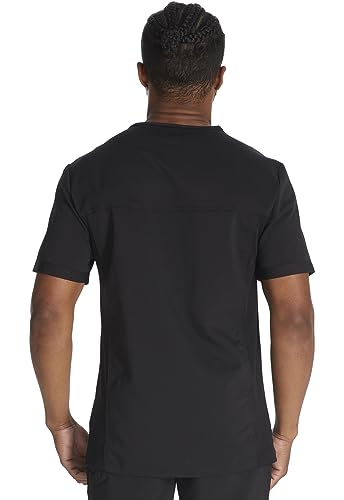 Dickies Scrub Top for Men with Zip Chest Pocket, Rib Knit, I.D. Badge at, 2-Way Stretch Durable & Breathable Fabric - DK865, Black - image 2