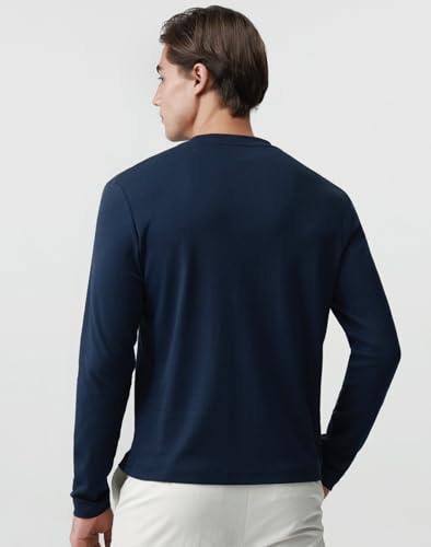 Pure Cotton T Shirts for Men Comfort Long Sleeve Tee Crewneck Jersey Moisture Wicking2