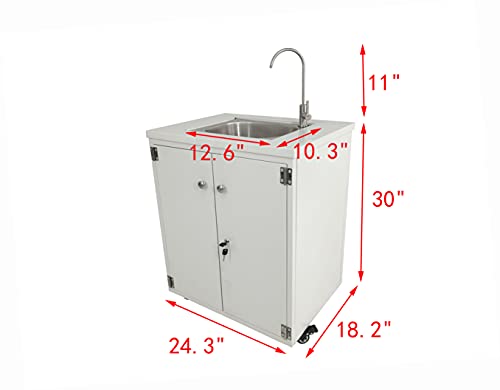 Image of Portable Sink Station with Steel Cabinet, Self Contained Hand Wash Sink, Mobile Water Fountain with Built-in Pump, 110V /12V Powered, Water Jugs Not Included, 24 x 18 x 30 Inch Cabinet Size 10094-NPF