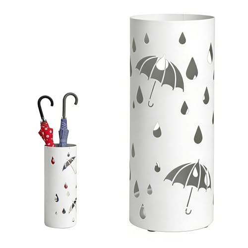 ARCPNRT Porte Parapluie, Ø15 x 40 cm, 1 Stück Porte Parapluie en Métal, Porta Parapluies Rond, pour Parapluie, Bâtons de Randonnée, Papier D'emballage, Bâtons de Trekking(Blanc)