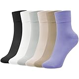 6 Pairs Crew Socks for Women, Womens Socks Cotton Dress Thin Ankle Colorful Lightweight Breathable Size 5-9