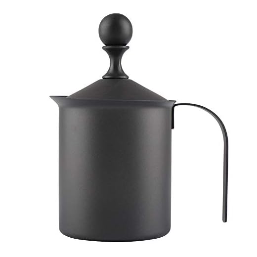 cersalt Manuell mjölkskummare, rostfritt stål mjölkskummare, manuell mjölkskummare, dubbla maskor mjölkskummare för café, kontor, kök hemma (800 ml)