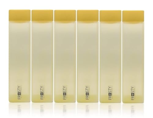 Image of Frosty Square Fridge Water Bottles Set of 6 | 1 Litre BPA Free Plastic Fridge Bottles | Slim Refrigerator Water Bottle Set for Home & Office | Gym Bottle | Kitchen (BABY PINK) (YELLOW)