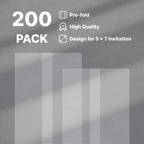 Vellum Jackets - 200 Pack Folded Vellum Jacket For 5 X 7 Invitations, Translucent Vellum Paper For Invitation, Greeting Cards, Photo Prints #TOP3