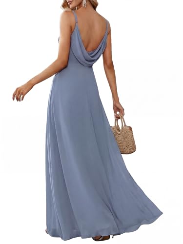 Image of Ever-Pretty Women's Summer Backless Spaghetti Strap Chiffon Bridesmaid Dresses Empire Waist Formal Wedding Guest Dress