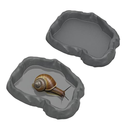 2 Pack Snail Food and Water Bowl，atural Design Food Bowl for Pet Snails, Garden Snails Pet Land Snail Supplies