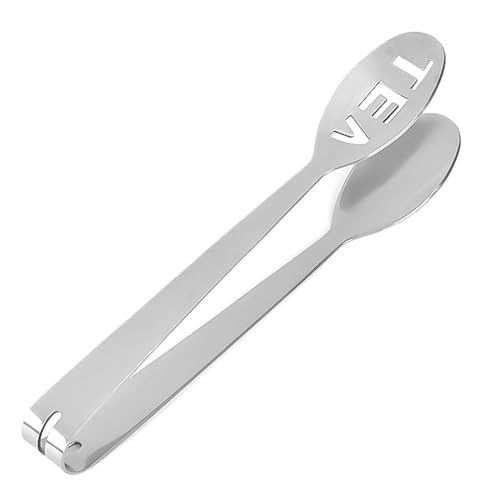 Tea Bag Tongs - 14cm Stainless Steel Squeezer Clip, Heat Resistant Infuser Tool, Multiuse Kitchen Grip | TeaS Bag Strainer Clip for Brewing Tea Sugar Lemon Slice Serving