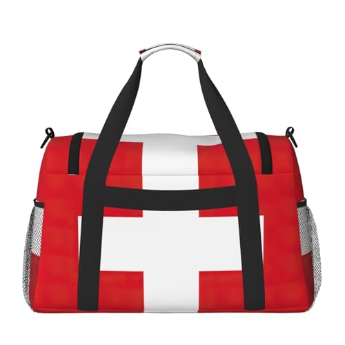 Sac de sport avec imprimé drapeau suisse bagage cabine noir One Size