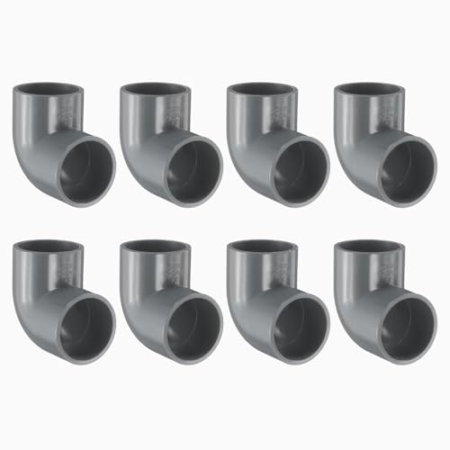 sourcing map 8pcs 1 90 Degree Elbow Pipe Fittings, Furniture Construction Grade 2-Way 90 Degree Elbow PVC Corner Adapter for DIY Construction Furniture Garden Shelf Connection, Grey