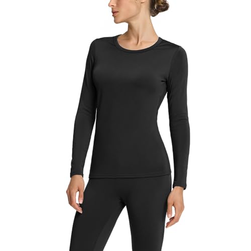 TSLA Women's Thermal Base Layer Top, Soft Fleece Lined Long Sleeve Shirt for Winter WHD202-ZZB X-Large