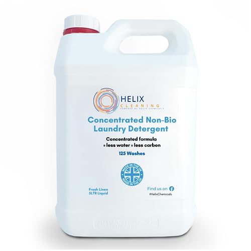 Helix Cleaning Concentrate Non-Bio Laundry Detergent Fresh Linen 5Ltr - 125 Washes Concentrated Formula = Less water = Less Carbon)100% Recyclable Bottle
