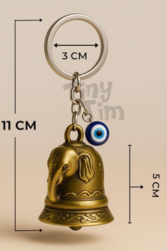 Image of Tiny Tim Guardian Bell with Evil Eye Charm - Protective Motorcycle & Car Accessory - Tibetan-Inspired Design - Wards Off Negative Energy - Ideal Gift for Bikers & Travelers