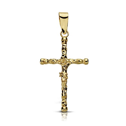 Inmaculada Romero IR Cruz crucifijo oro 9k 24mm. tallada chatones [AA7493]