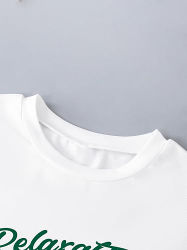 Image of RoseSeek Girl's Graphic Drop Shoulder Star Print Tee Tops Short Sleeve Crew Neck Summer Shirts