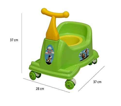 Image of Goyal's Scooter Style Baby Plastic Potty Seat cum Rider With Wheel and Removable Bowl for Kids - Green