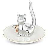 Cat Ring Holder Ceramic Ring Dish Adorable Cat Ring Dish Jewelry Holder Rings Earrings Trinket Dish...