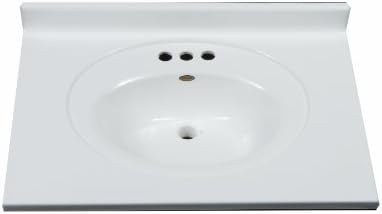 Imperial FRC2522SPW Bathroom Vanity Top with Recessed Center Oval Bowl, Solid White Gloss Finish, 25-Inch Wide by 22-Inch Deep
