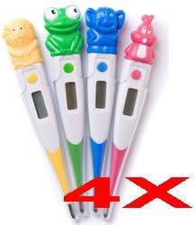 Clinical Guard Animal Themed Digital Pediatric Thermometer for Children, Pack of 4