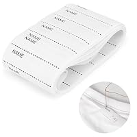 100 Pcs White Iron On Name Labels, Washable Name Label Woven Clothing Labels, Sew On Name Tags for Clothes School Uniforms Bags Towels Hats Gloves Scarves Use for School and Home