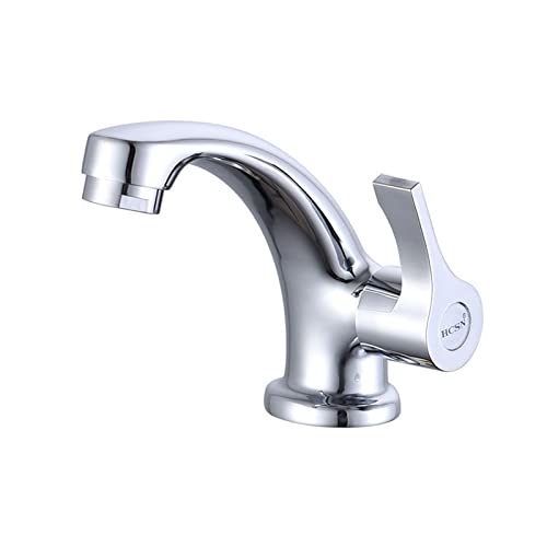 Robinet eau froide seule pour petit lavabo de WC gain de place avec poignée céramique