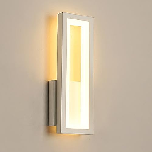 Luces de pared LED modernas de 16W y diseño rectangular blanco con aplique lineal metálico 2
