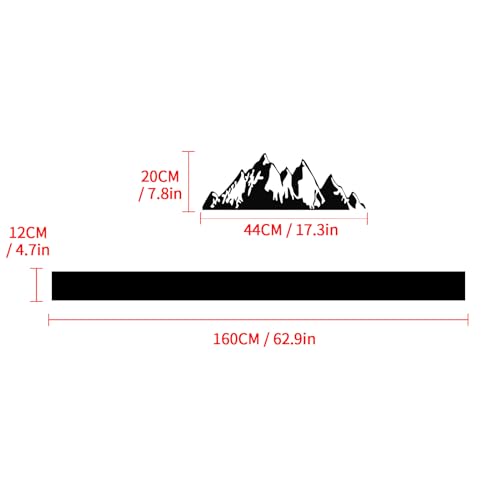 Image of RUIANTE Truck Tailgate Wraps Stickers Decals Pickup Tailgates Car Rear Gate Decals Mountain Pattern Graphics Vinyl Stickers Car Decals Long Stipe for Car Pickups Trucks Trunk (2PC Black)