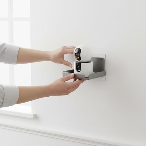Étagère murale sans perçage support de caméra blanc bébé angles arrondis