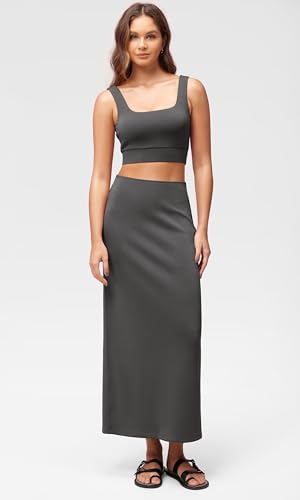 Image of ODODOS Modal Soft Maxi Skirt for Women, Back Slit High Waist Casual Long Pencil Skirts