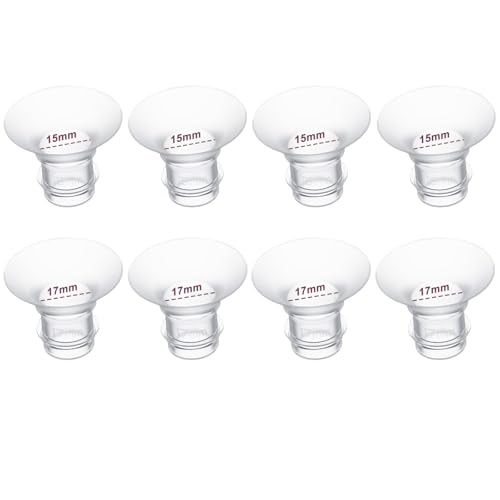 Image of Flange Insert 15 /17mm 8PCS Compatible with 24mm Flange /Shield of Most Pumps,Suitable for Momcozy /Medela /Spectra /TSRETE /Paruu Wearable Breast Pump,Reduce 24mm Tunnel Down to Correct Size,4pc /Size