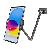 BEWISER Tablet Wall Mount Holder,360° Rotating Flexibly, Height and Angle Adjustable, Folding Aluminium Alloy Long Arm Compatible with4.7-12.9' Phone and Tablet in Kitchen or Office (Space Grey)…