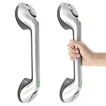 Newthinking Long Suction Grab Rails for Bathroom, 16inch Suction Shower Handle with Indicator, Portable Suction Safety Grab Handle Mobility Aids for Elderly Disabled (2, Silver)