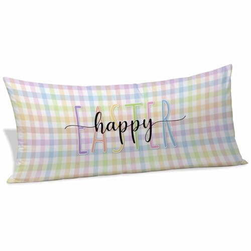 Spring Checkered Pillow Covers 20x60 Inch Decorative Throw Pillow Cover