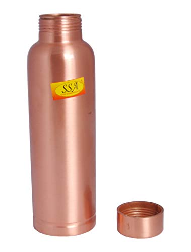 Shiv Shakti Arts Pure Copper Water Bottle Outside Lacquer Coated Shinee Design For Drinking Water - Gym, Aayurveda Health Benifit - (1 Pc = Vol - 1000 Ml) #TOP1