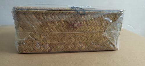 Wicker Storage Basket Woven Rattan Storage Box With Lids Seagrass Laundry Baskets Makeup Organizer For Bathroom, Living Room, Kitchen (M) - Image 12