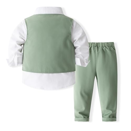 Image of Baby Boys' 4-Piece Vest Set with Dress Shirt, Vest, Pants, and Tie