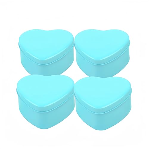 C.X.Y. Lot de 20 boîtes en forme de cœur en métal étain fer porte-dragées Bougie boîte bonbonnière (bleu ciel