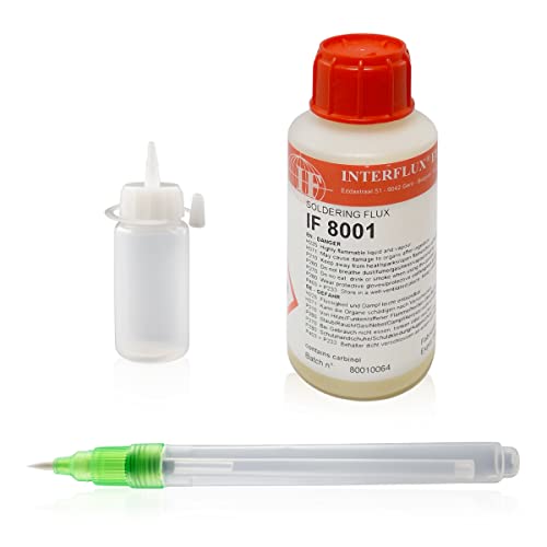 GALLUNoptimal Flussmittelstift 10 ml unbefüllt mit Nylonpinsel inkl. Nachfüllflasche und 100 ml Interflux IF8001 Flussmittel Cover