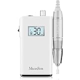 MelodySusie Professional Rechargeable 30000 rpm Nail Drill,SC320H Portable Electric E File Scamander, Acrylic Gel Grinder Tools with 6 Bits and Sanding Bands for Manicure Pedicure Carve Polish (White)
